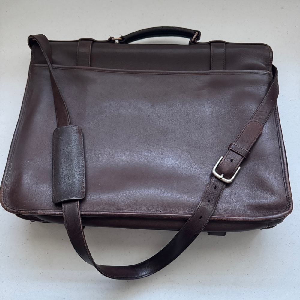 COACH LEATHER Unisex Madison #5325 Briefcase Laptop Bag Dark Brown Vintage - Picture 2 of 16